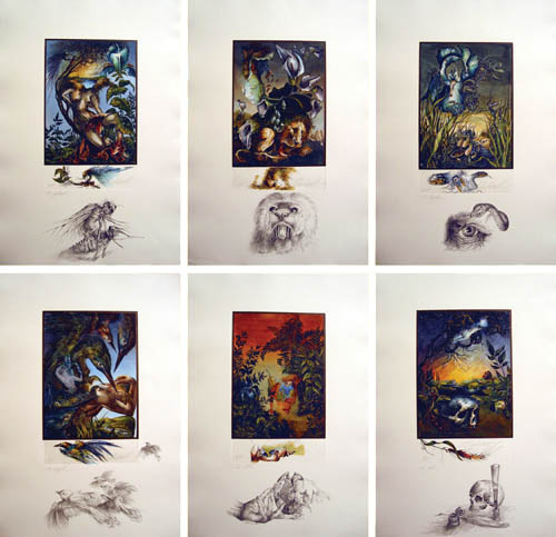 Dietrich Schuchardt - Heracles Redux - 2002 six hand painted etchings with original drawings