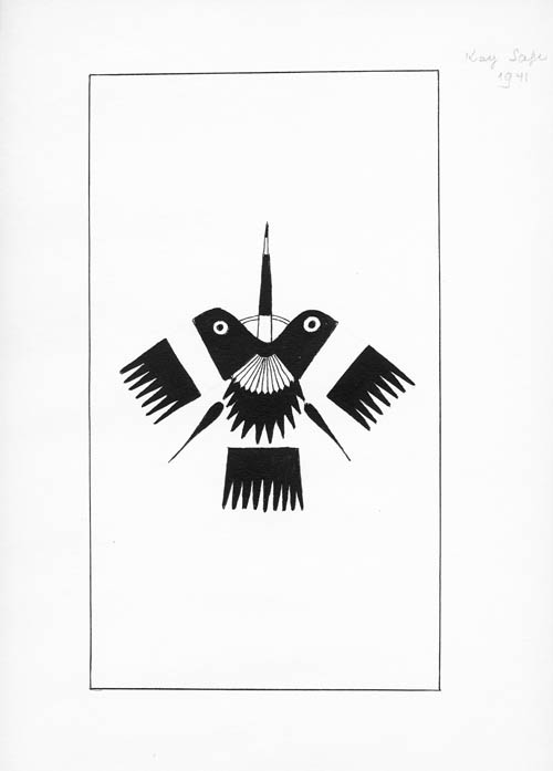 Kay Sage - American Indian - (Le Jeu de Marseille) - 1941 ink on paper