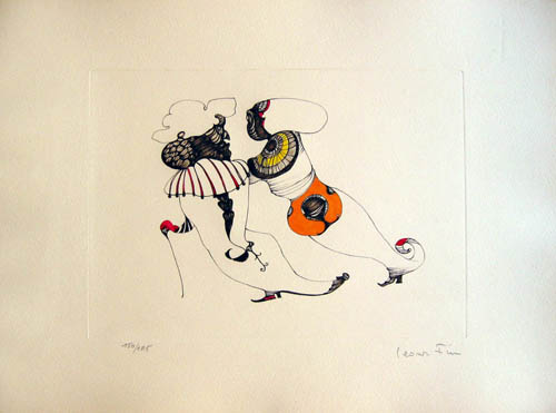 Leonor Fini - Plate 1 - Quel est votre nom? - Le Temps de la Mue - 1975 hand colored etching
