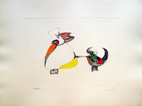 Leonor Fini - Plate 11 - Esma Salama! - Le Temps de la Mue - 1975 hand colored etching