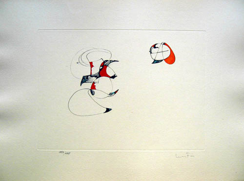 Leonor Fini - Plate 19 - C'est la fin de l'ete - Le Temps de la Mue - 1975 hand colored etching