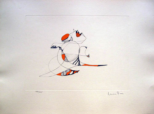 Leonor Fini - Plate 20 - Malgre mon apparence... - Le Temps de la Mue - 1975 hand colored etching