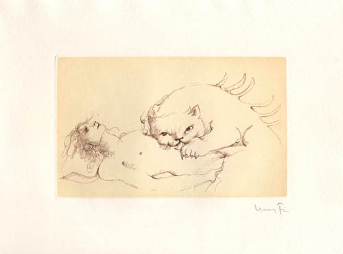 Leonor Fini - Le Florivore Resplendissant - Les Etrangers (The Strange Ones) - 1976 color etching