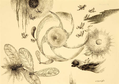 Nino Japaridze | Folie vertige et les ailes (Winged Folly) - 2008 ink on paper