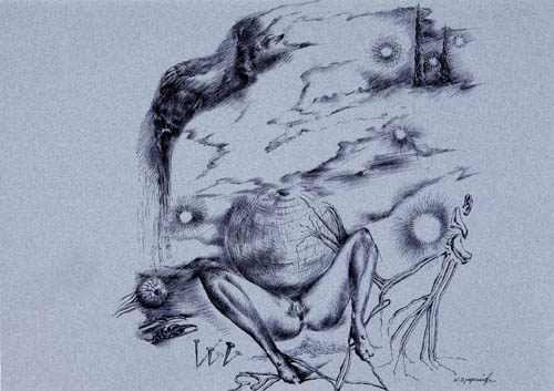 Nino Japaridze | La naissance des astres (Star Birth) - 2008 ink on paper