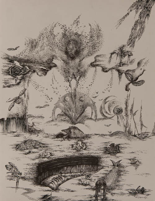 Nino Japaridze - Elle rêve III (She Dreams III) - 2008 ink on paper