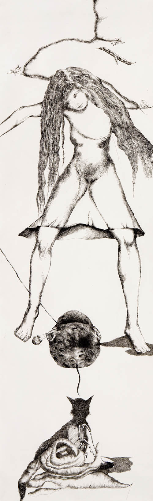Nino Japaridze - La robe et la chatte (The Dress and the Cat) - 2008 ink on paper
