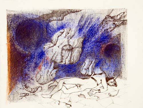 Nino Japaridze | Le bleu au-delà (The Blue Hereafter) - 2009 ink and gouache on paper