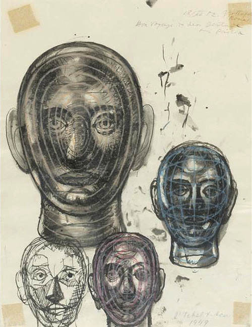 Pavel Tchelitchew - Spiral Head Studies - 1949 ink, wash and pastel on paper