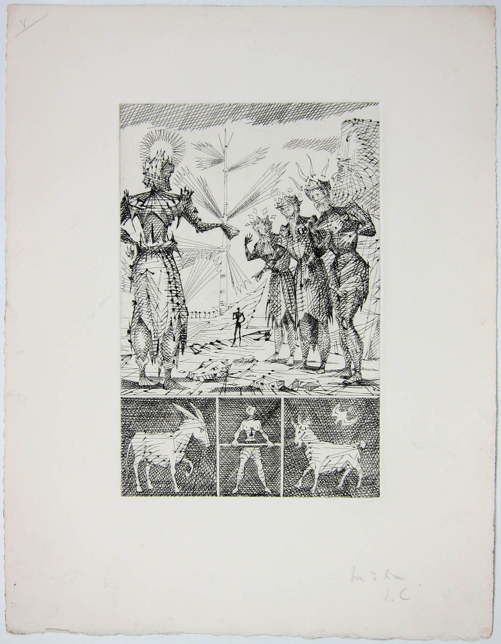 Lucien Coutaud - Le Taureau Blanc (Plate V) - 1956 etching