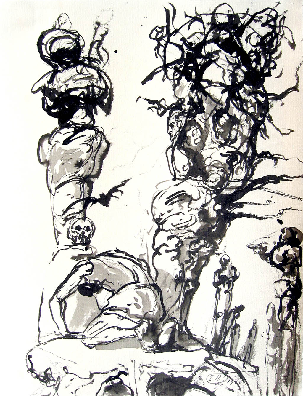 Eugene Berman - La tentation de St. Antoine (The Temptation of St. Anthony) - 1946 ink on paper