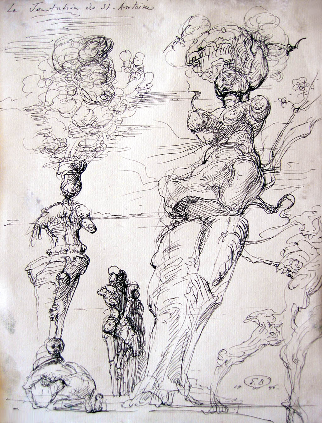 Eugene Berman - Eugene Berman - La tentation de St. Antoine (The Temptation of St. Anthony) - 1946 ink on paper