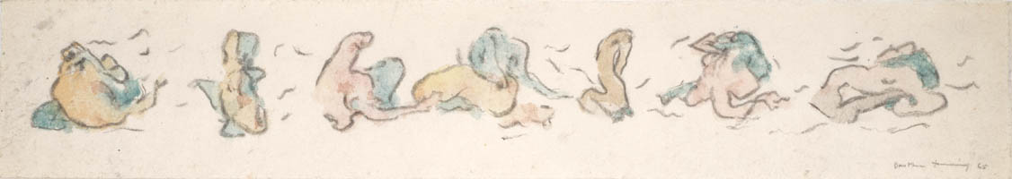 Dorothea Tanning - On Paper: The Friezes - Untitled - 1965 crayon and watercolor on paper