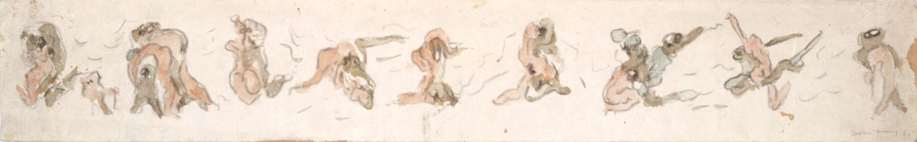 Dorothea Tanning - On Paper: The Friezes - Untitled - 1965 crayon and watercolor on paper