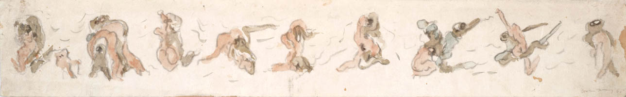Dorothea Tanning - On Paper: The Friezes - Untitled - 1965 crayon and watercolor on paper