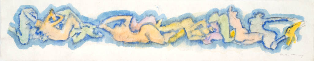 Dorothea Tanning - On Paper: The Friezes - Untitled - circa 1974 graphite and watercolor on paper