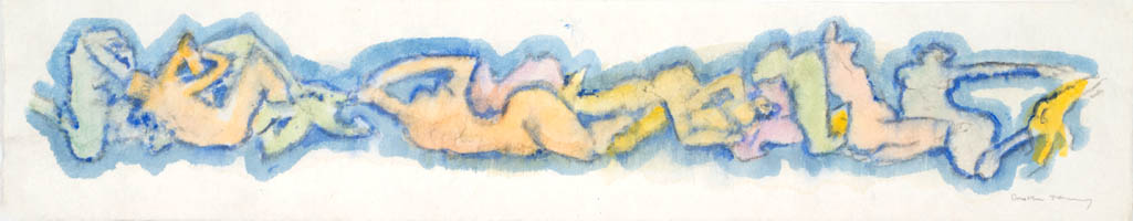 Dorothea Tanning - On Paper: The Friezes - Untitled - circa 1974 graphite and watercolor on paper