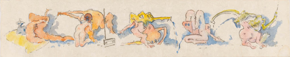 Dorothea Tanning - On Paper: The Friezes - Untitled - circa 1974 watercolor and graphite on paper