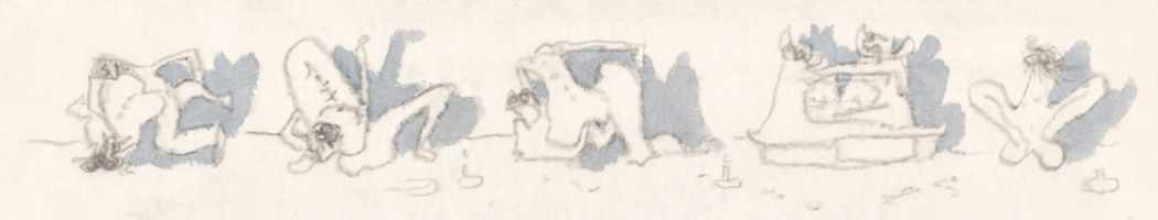 Dorothea Tanning - Untitled (Frieze) - c.1974 watercolor and graphite on Japan paper