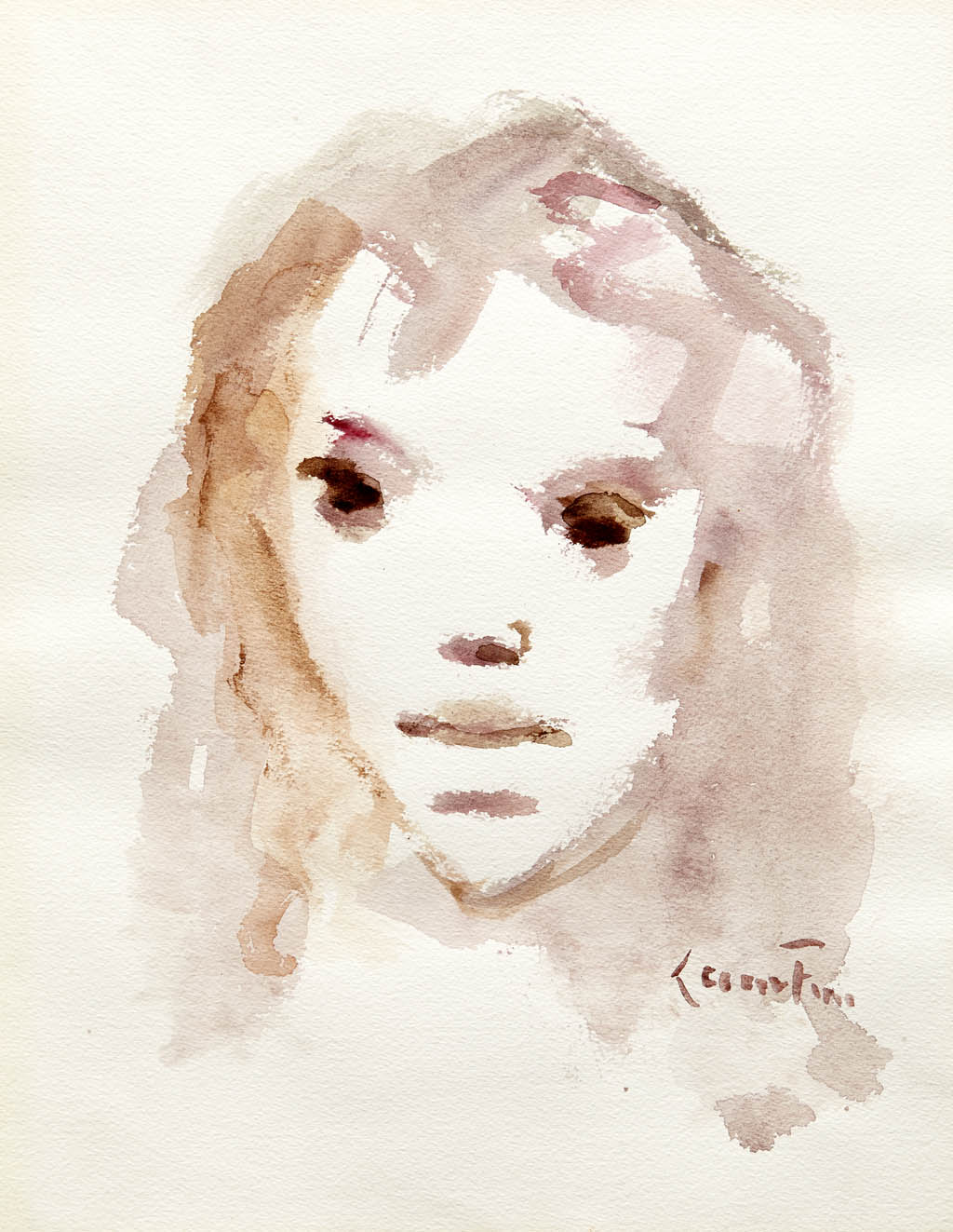 Leonor Fini - Tete de Femme - 1975 watercolor on paper