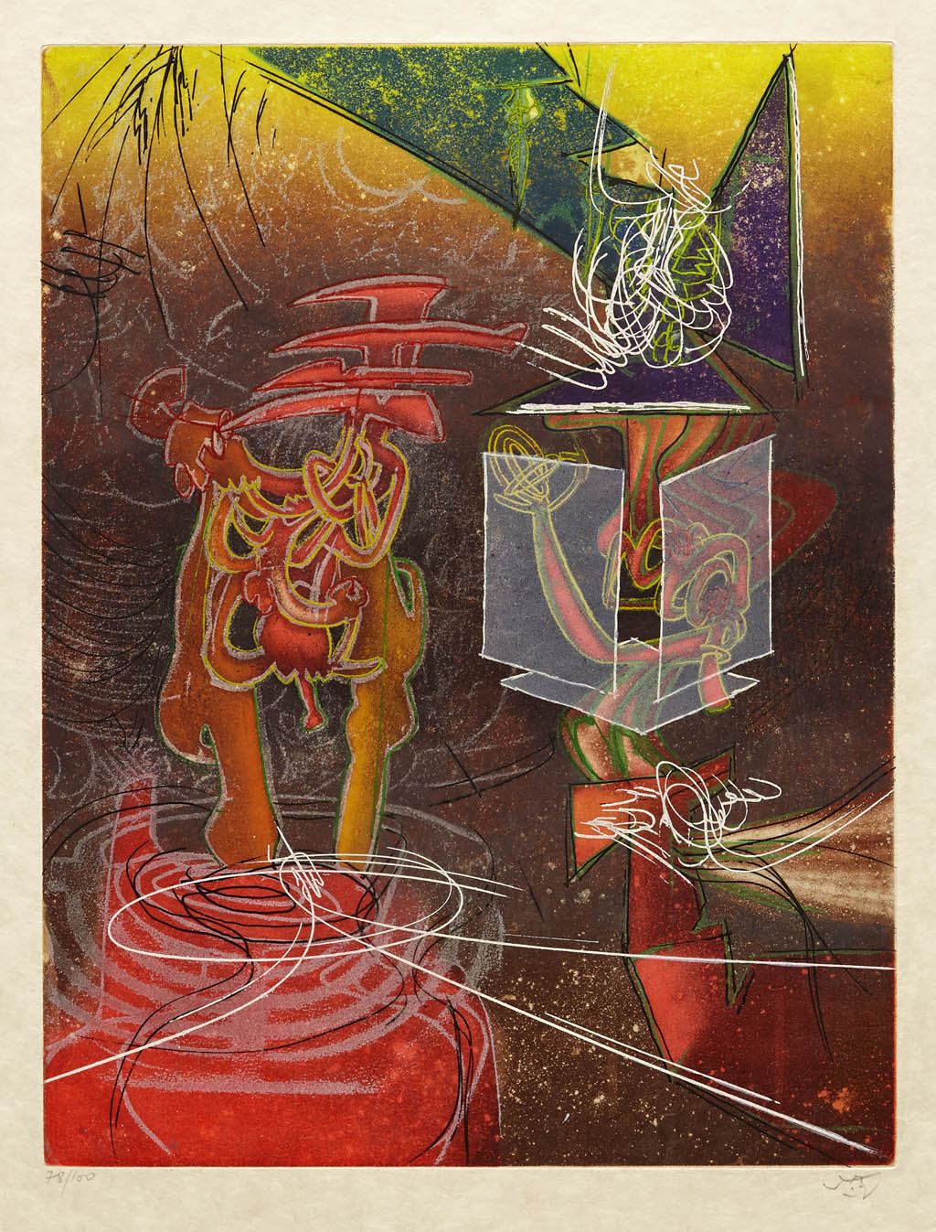 Roberto Matta - Une Saison en Enfer: Nous ne Sommes Pas au Monde - 1978 color etching