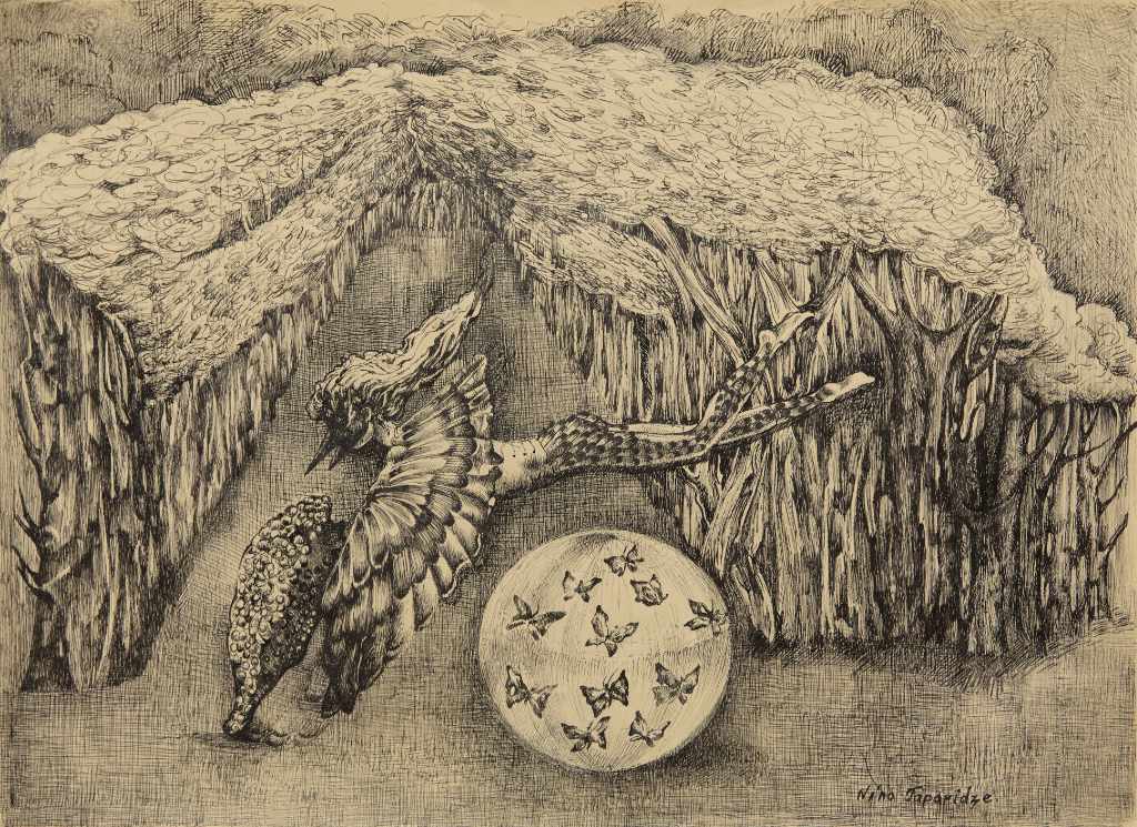 Nino Japaridze | Treize | 2021 ink on tan paper