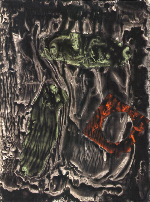 Andre Breton - Sans Titre (Untitled) - 1957 gouache decalcomania and collage on paper mounted on board