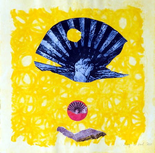 Amy Ernst - Birdinflight - 2011 monoprint with collage