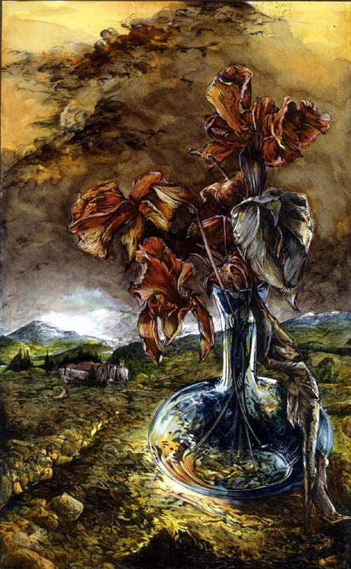 Dietrich Schuchardt - Im Herbst Geblüht (Autumn Blossoms) - 1995 hand painted etching