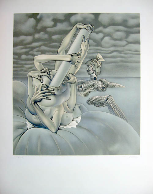 Hans Bellmer - Etreintes - 1974 color lithograph