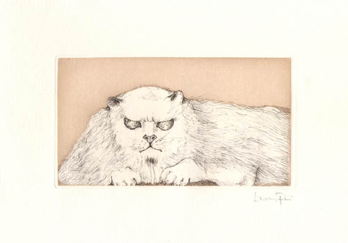 Leonor Fini - Le Chat Des Neiges - Les Etrangers (The Strange Ones) - 1976 color etching