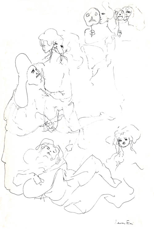 Leonor Fini - Le Concile d'Amour (The Council of Love) - 1969 ink on paper drawing