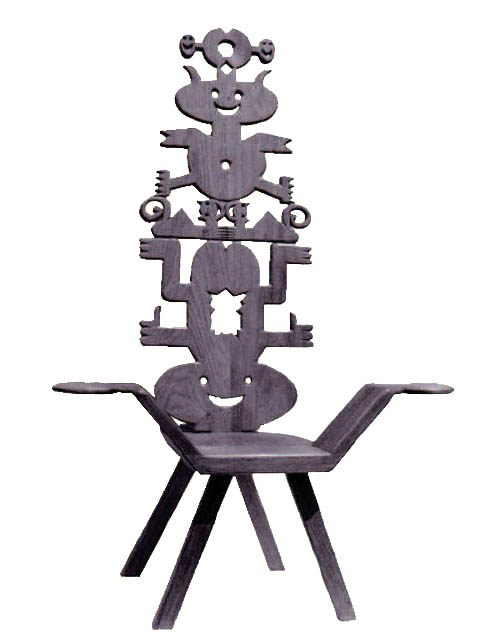 Roberto Matta - Totem Chair - 1980 carved oak wood sculpture
