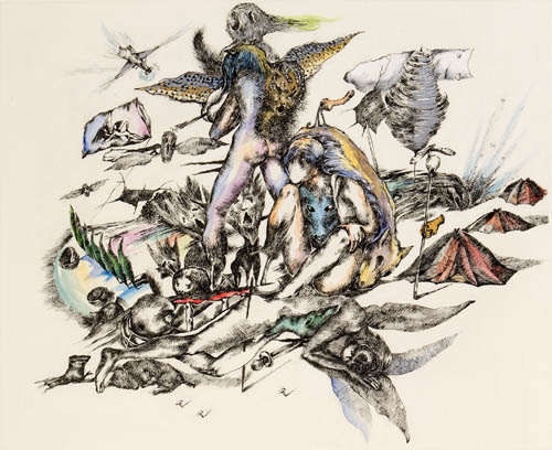 Nino Japaridze - L'eternel retour (The Eternal Return) - 2010 etching hand painted in watercolor