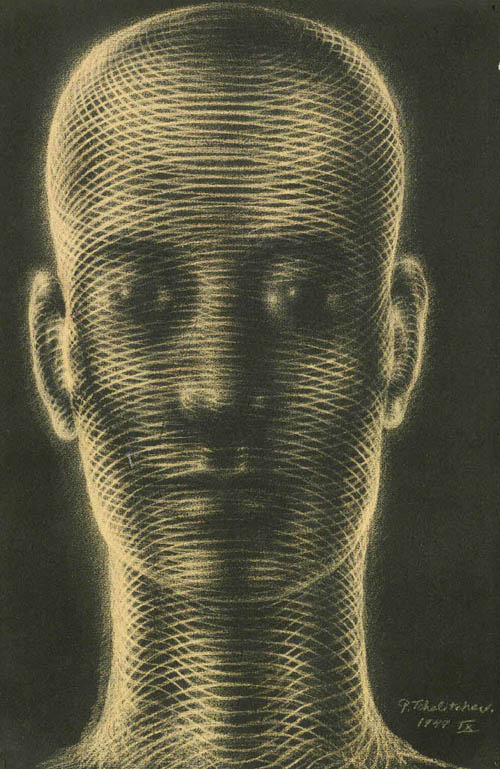 Pavel Tchelitchew - Spiral Head (IX) - 1949 pastel on black paper