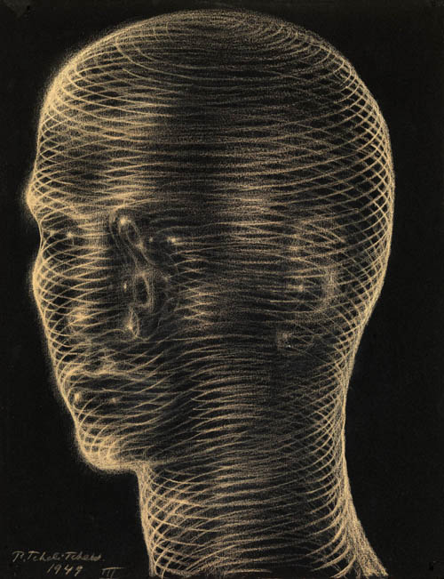 Pavel Tchelitchew - Spiral Head (III) - 1949 pastel on black paper