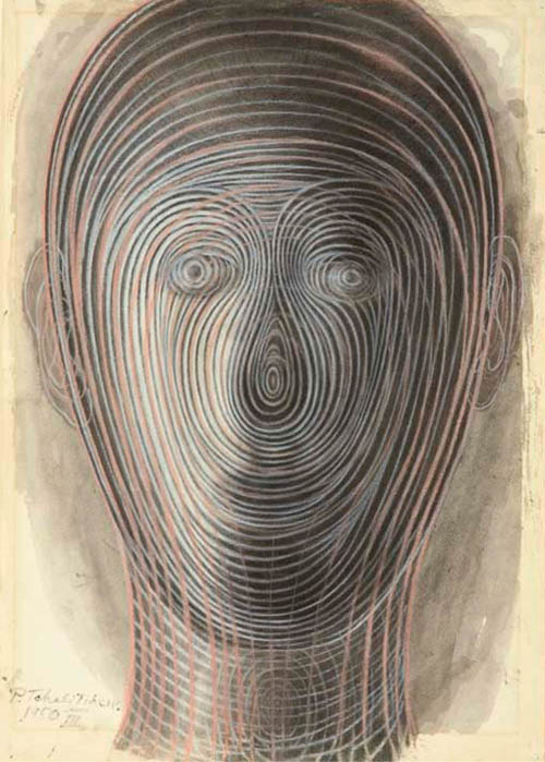 Pavel Tchelitchew - Spiral Head (III) - 1950 ink and pastel on paper
