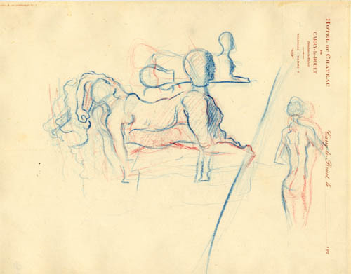 Salvador Dali - Etude pour Dormeuse, Cheval, Lion, Invisibles - 1930 colored pencils on paper
