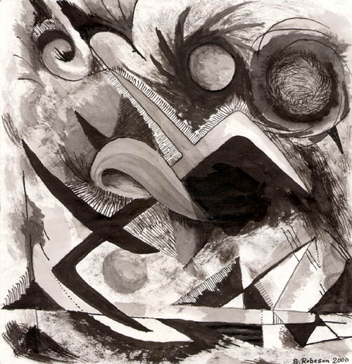 Stephen Robeson - The Fall of Icarus - 2000 ink and wash on paper