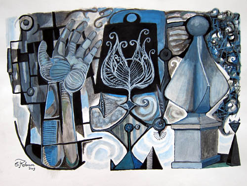 Stephen Robeson - Night Blooming Prophecy - 2009 graphite, ink, gouache, and watercolor on paper