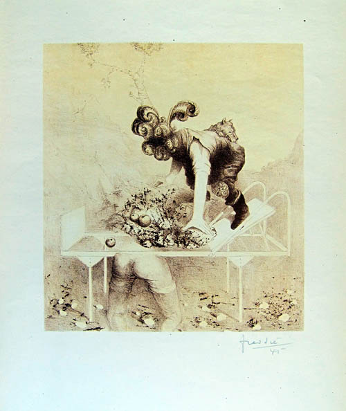 Wilhelm Freddie - Varldssangen (The World Song) - 1945 color lithograph