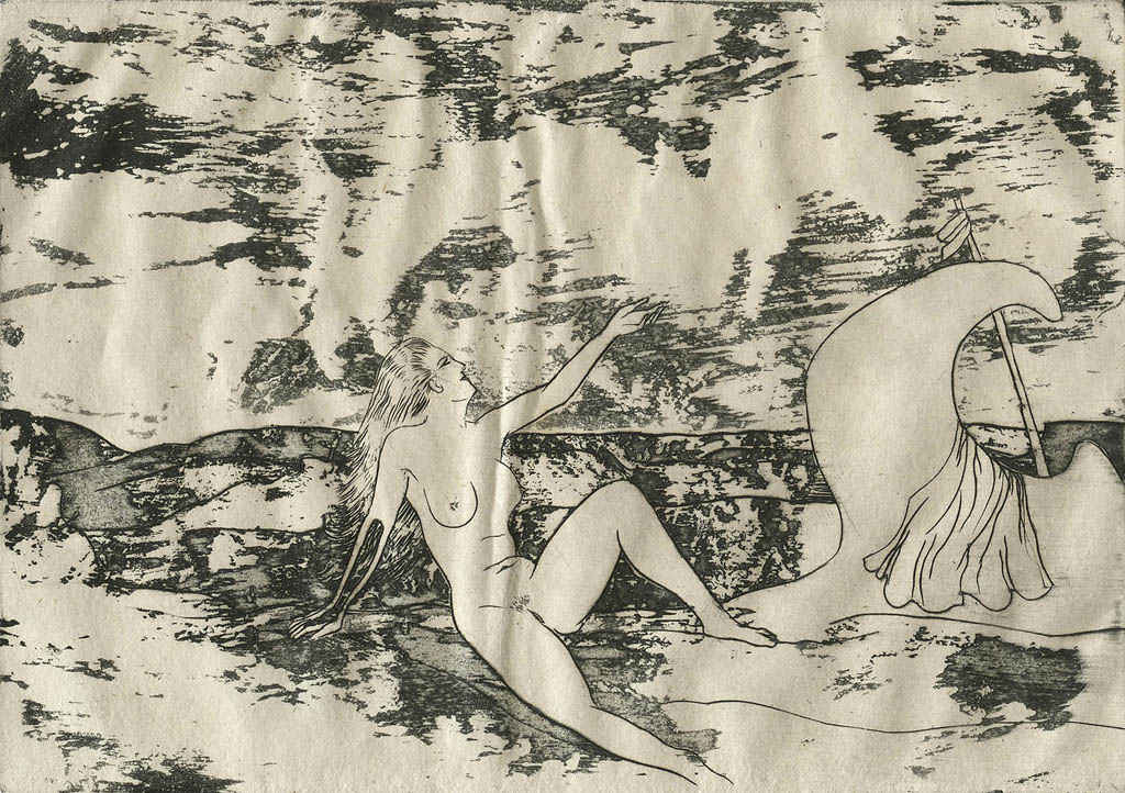 Marcel Jean - Au galop dans le vent - 1935 etching and aquatint