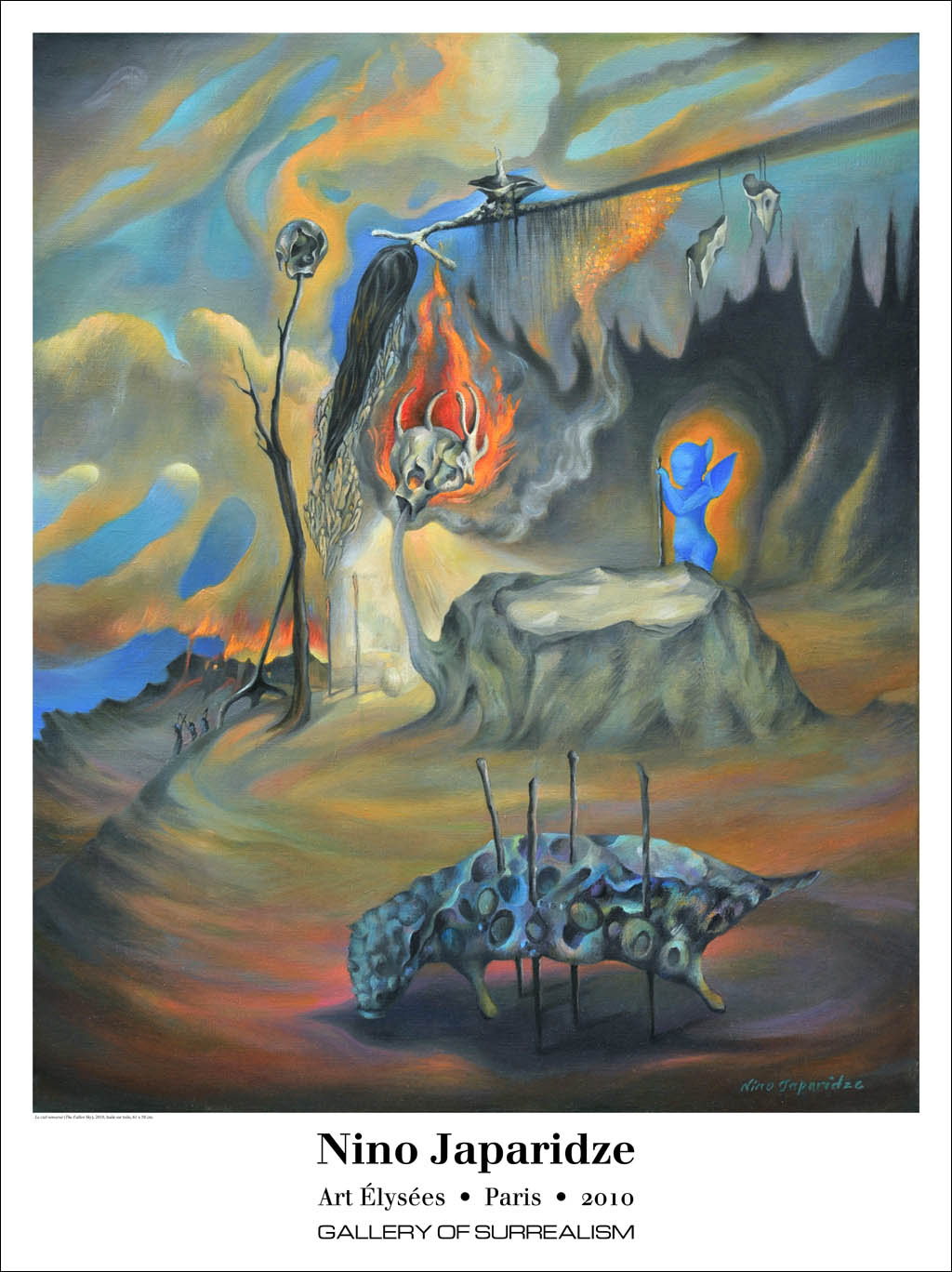 Nino Japaridze - Art Elysees Paris, 2010 - Le ciel renversé (The Fallen Sky) - 2010 color exhibition poster