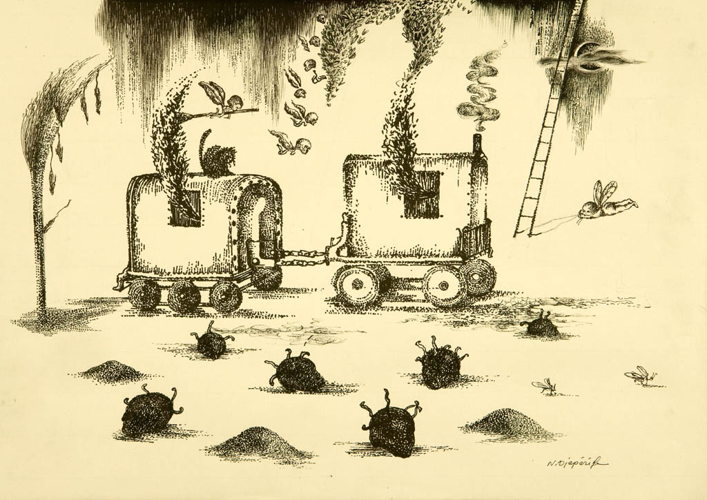 Nino Japaridze - Terminus (End of the Line) - 2008 ink on tan paper