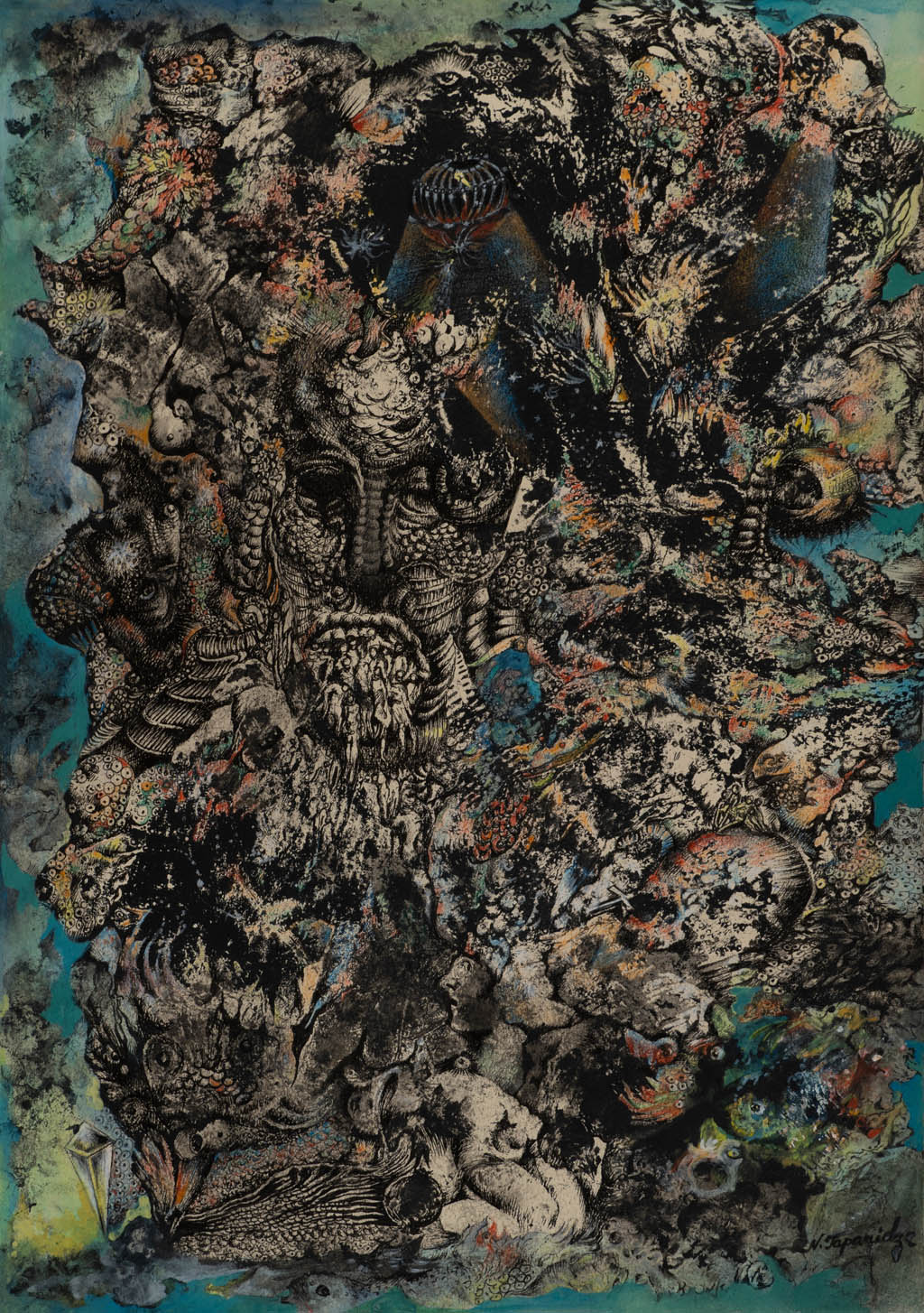 Nino Japaridze - Les yeux de pierre (The Eyes of Stone) - 2015 gouache and ink on paper