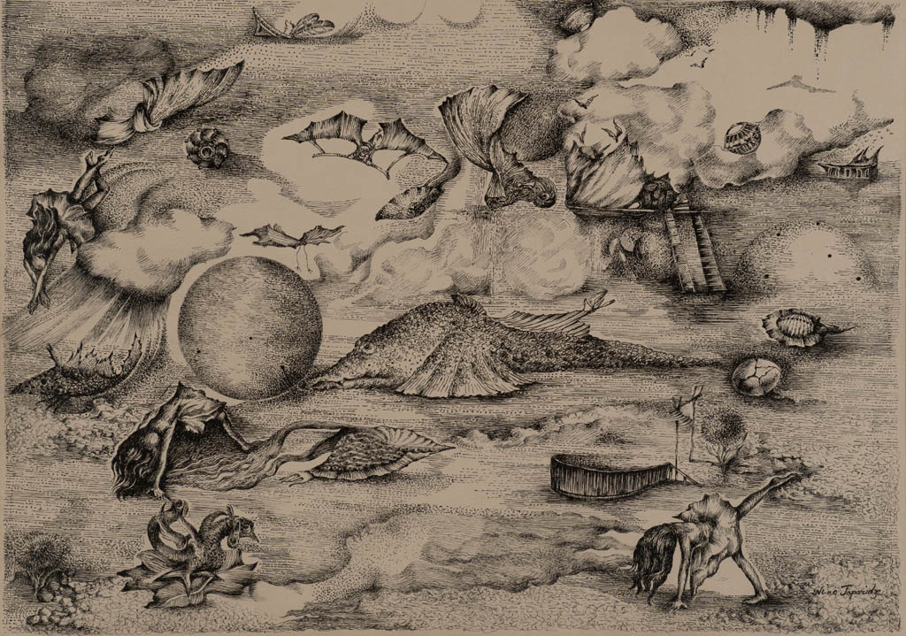 Nino Japaridze - La valse ferique (The Fairy Waltz) - 2015 ink on tan paper