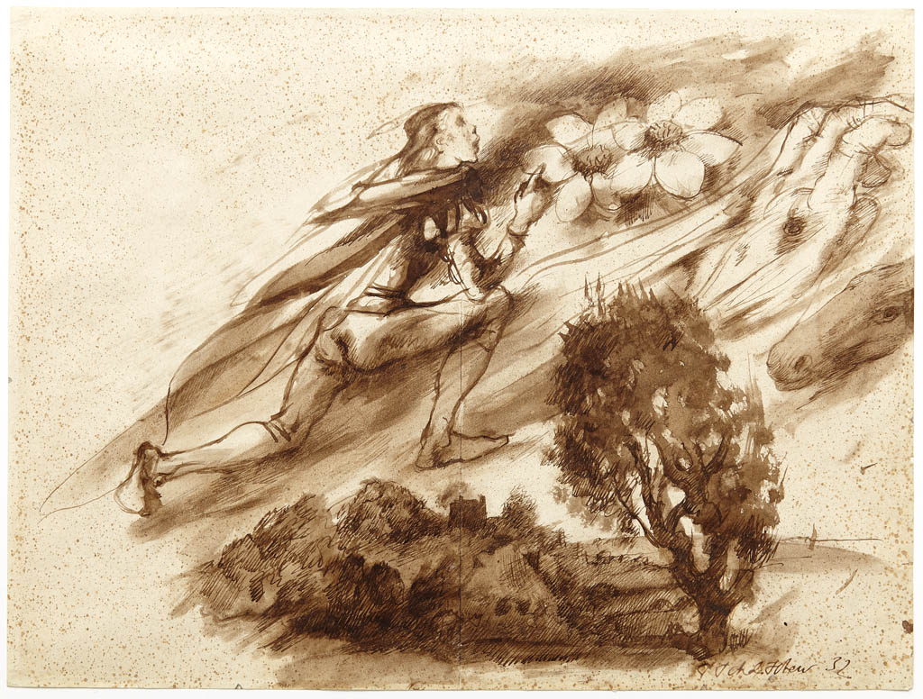 Pavel Tchelitchew - Figures in the Clouds - 1932 sepia ink and wash on paper