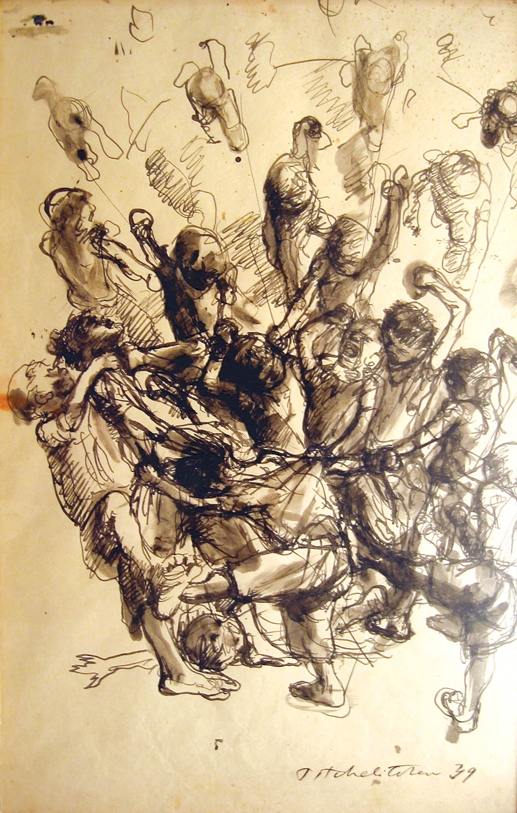 Pavel Tchelitchew - Study for The Whirlwind - 1939 ink and wash on paper