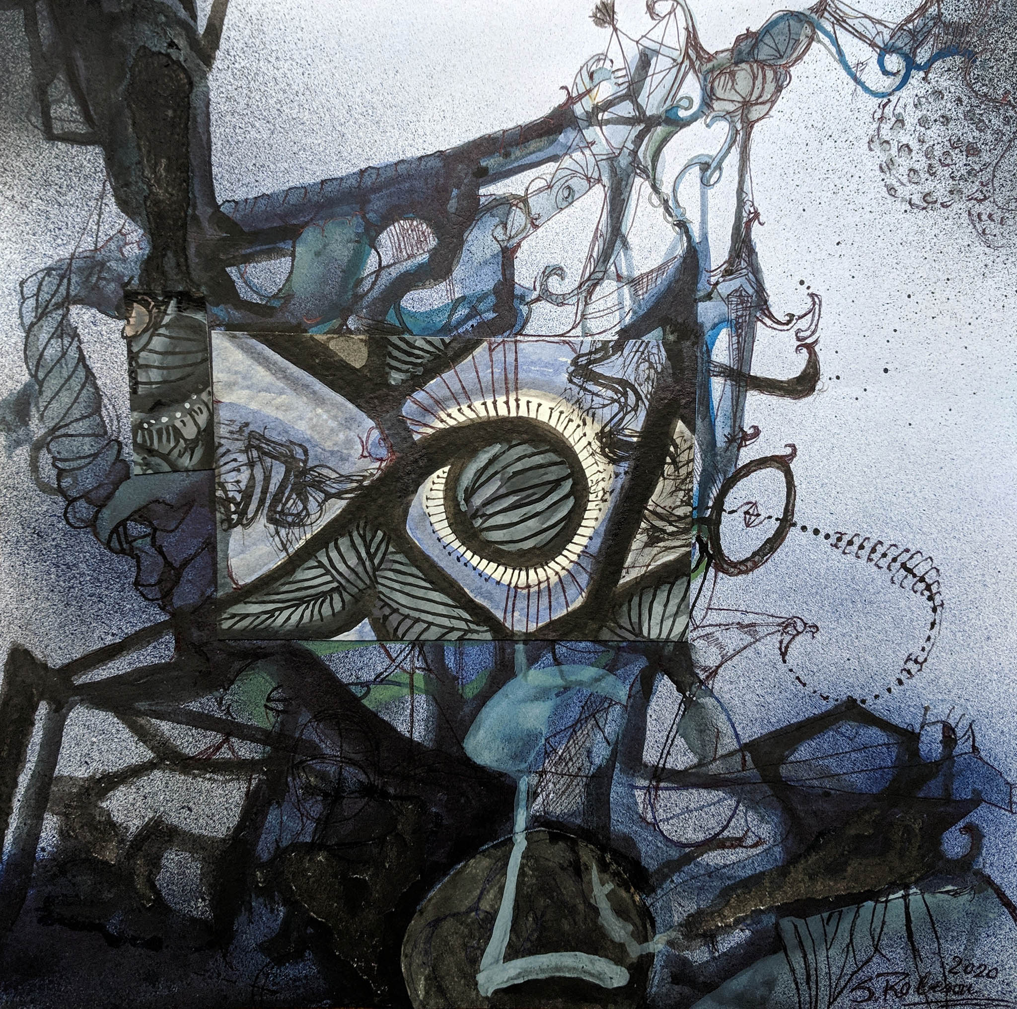 Stephen Robeson-Miller - Lingua Franca - 2020 gouache, ink, watercolor, and collage on paper