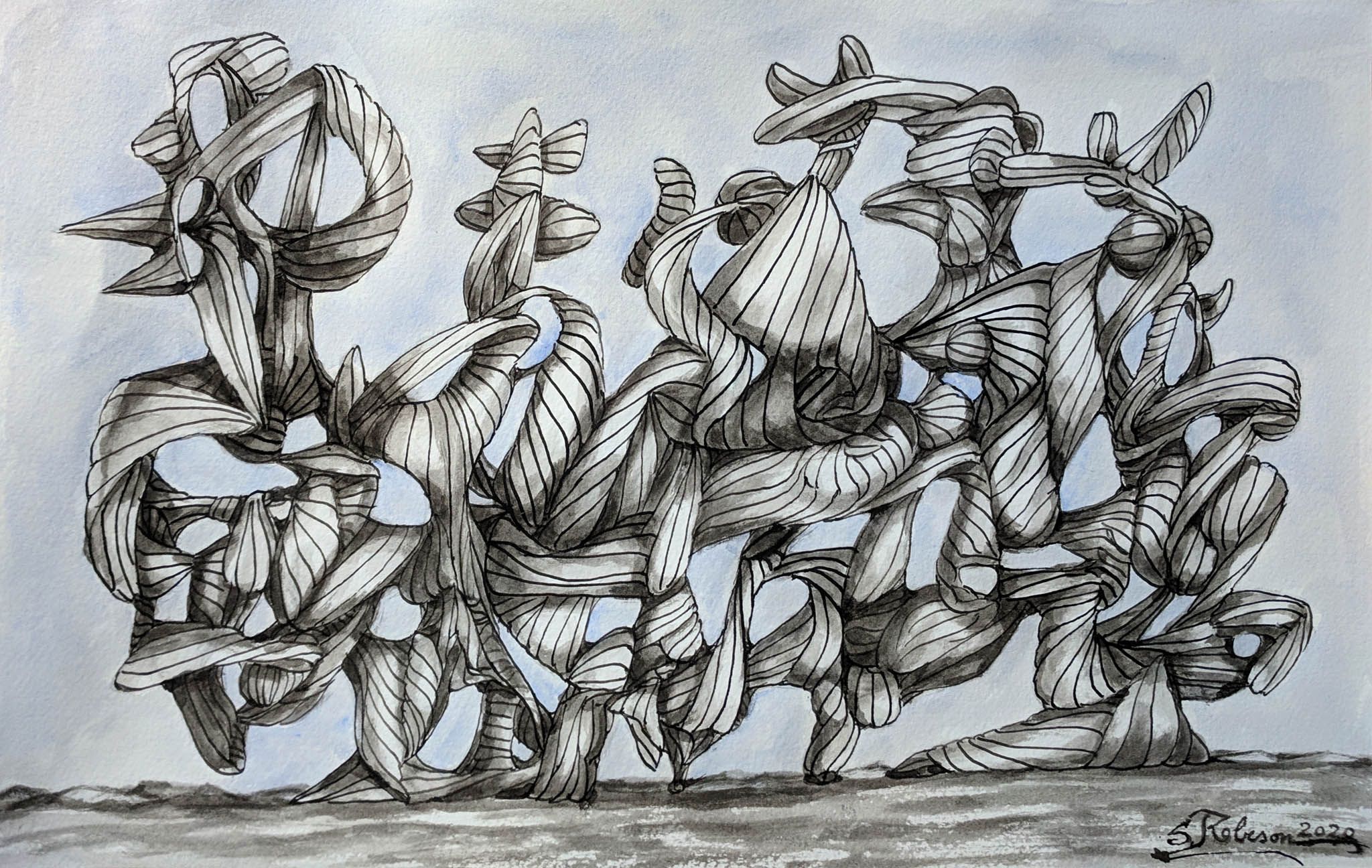 Stephen Robeson-Miller - By the Skin of My Teeth - 2020  watercolor, graphite, and ink on paper